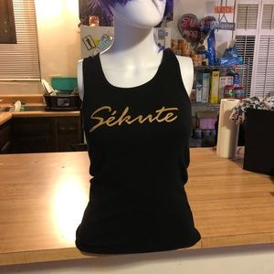Sékute Goddess Metallic Gold M ladies Black tank